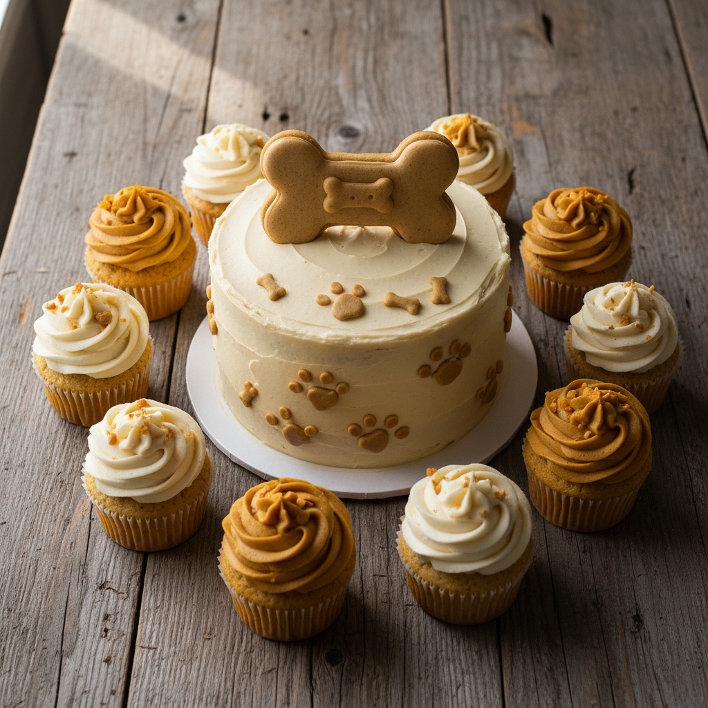 Artisan dog pupcakes and layer cake by Canine Concierge